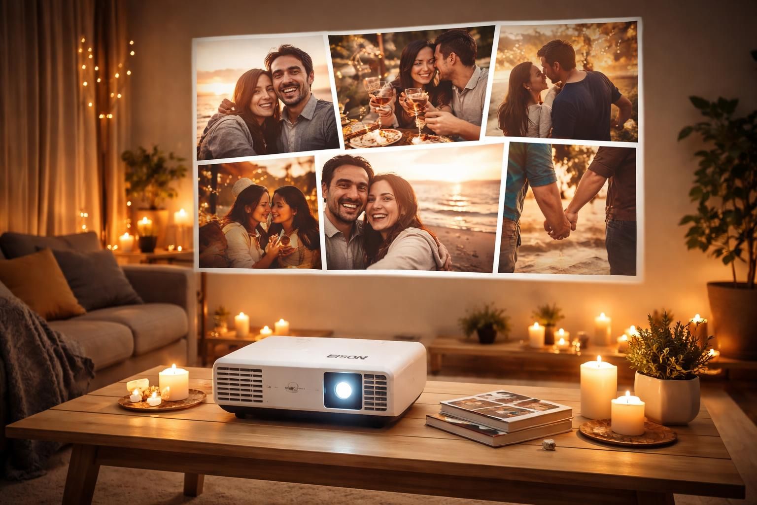 créez une ambiance mémorable pour l'anniversaire de votre couple avec un vidéoprojecteur epson, idéal pour partager vos diaporamas de souvenirs en grand format.